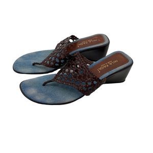 Mila Paoli brown wedge thong sandals
